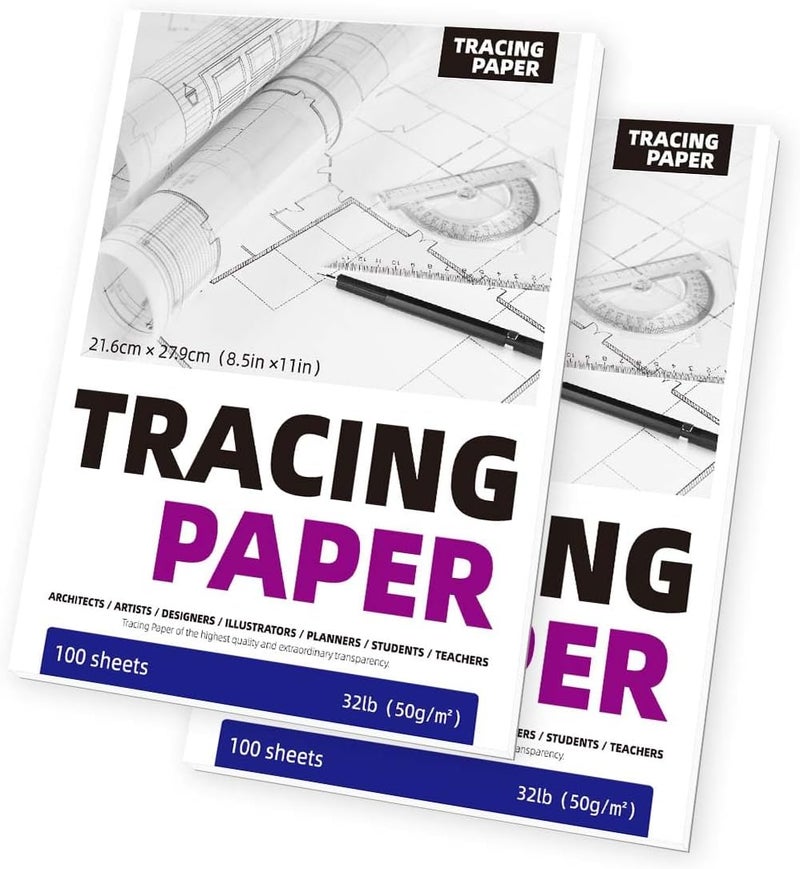 SEMLEART 8.5” X 11” TRACING PaperTracing Paper Pad for Drawing, 100 Sheets, 50gms Translucent Vellum Paper, for Sketching, Preliminary Drawing, Image Overlays (2pack, 8.5×11in) - Image 1